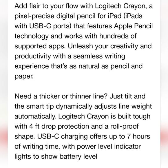 Logitech Crayon Digital Pencil For Apple IPad - Picture 8 of 11